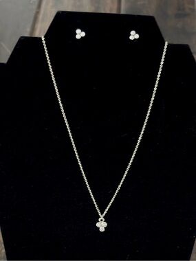 Retired Silpada Dainty Sterling Silver CZ TRIPLETTE Layering Necklace/Earrings